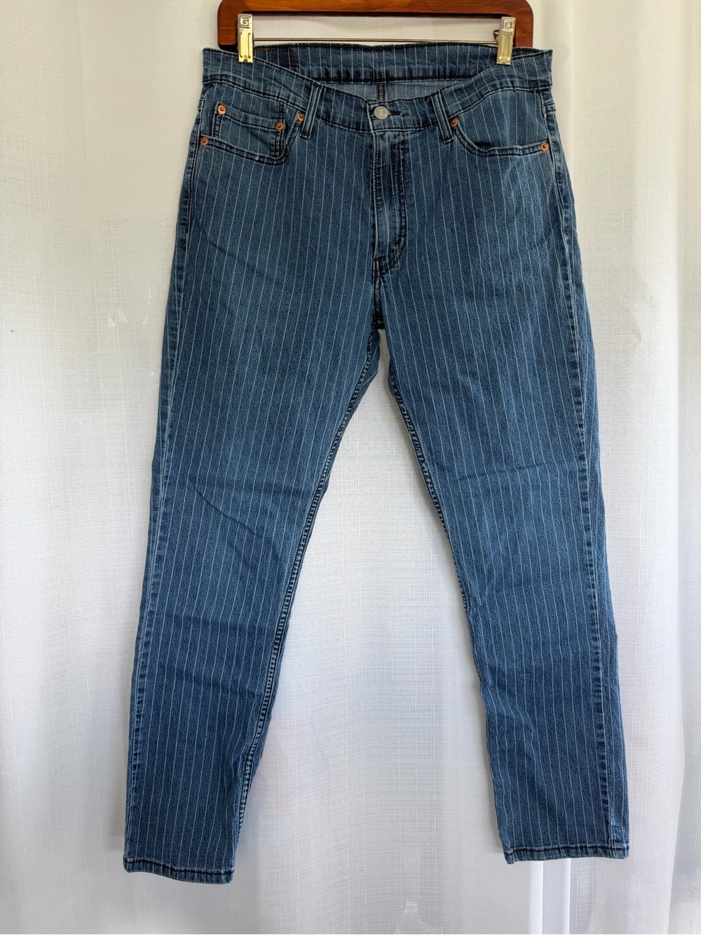 Levi’s 511 Slim Pinstripe Jeans Men’s 33x30 Blue Stretch Denim